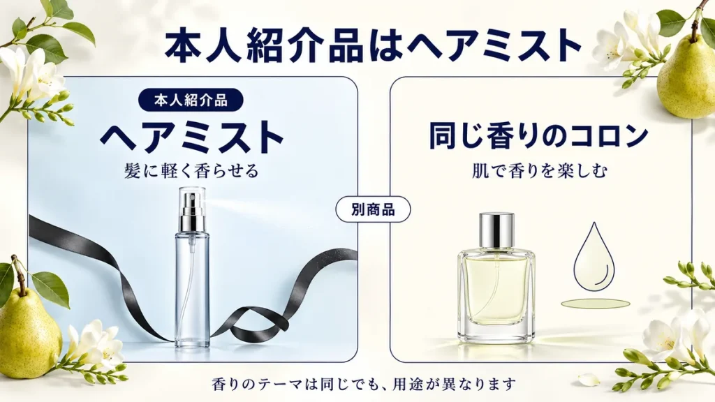 チェウォン本人紹介品のヘアミストと同じ香りのコロンの違い