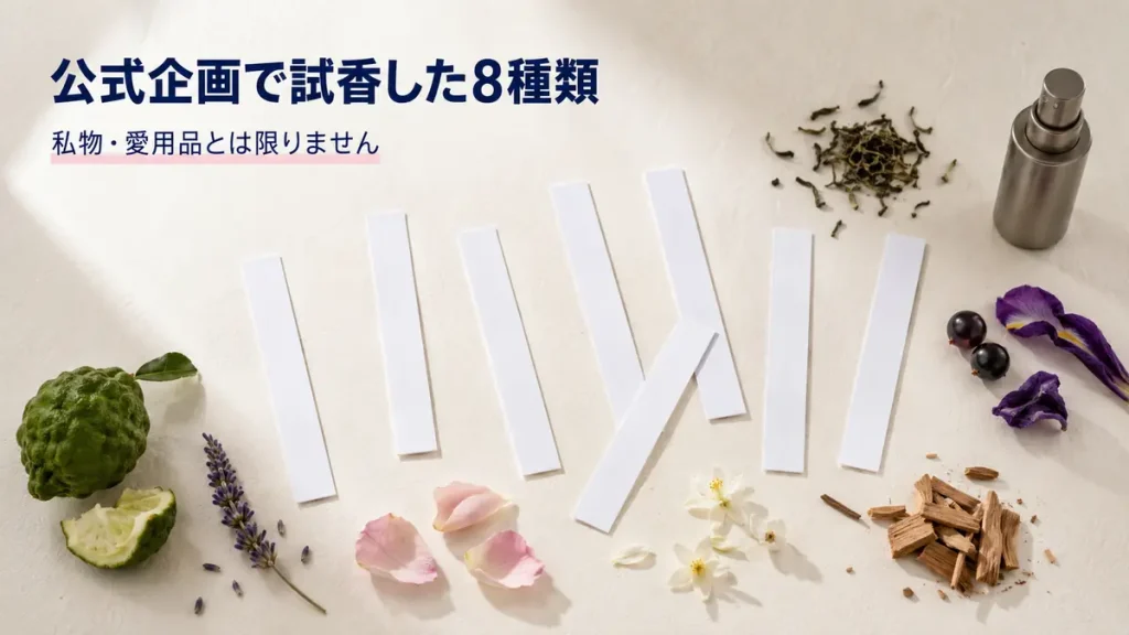 吉田仁人さんが公式企画で試香した8種類は私物とは限らないことを伝える図解